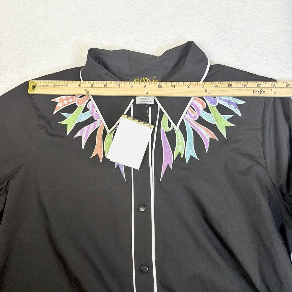 Cubavera Men's XXL Black Camp Shirt NWT Rayon Embroidered Cuban Guayabera